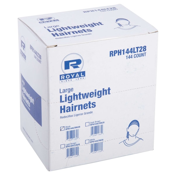 Amercareroyal Royal 28" Latex Free Light Brown Light Weight Hairnet, PK2880 - RPH144LTBK28
