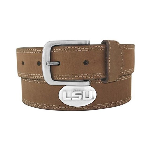 Zeppelinproducts ZeppelinProducts LSU-BOLPSCRZ-LBR-46 LSU Concho Crazyhorse Leather Belt; 46 Waist - LSU-BOLPSCRZ-LBR-46