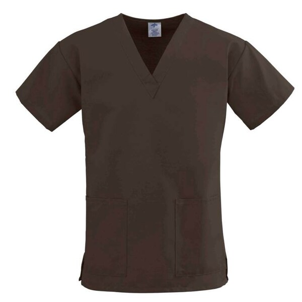 Medline ComfortEase Women's Scrub Top, Tunic, 2 Pockets, Brown, 3XL - 8800JBRXXXL