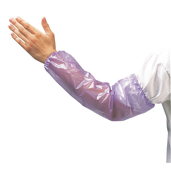 Zoro Select Chemical Resistant Sleeves, 18 in Length, 8 mil Thick, Welded Seam, Blue, 12 PK - 2818BV