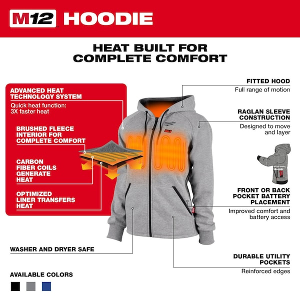 Milwaukee Tool M12 Heated Women's Hoodie Kit - Black Small - 336B-21S