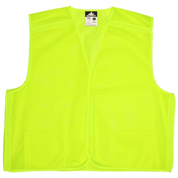 Mcr Safety Safety Vest, Hi-Viz Lime, L - VMLBAL