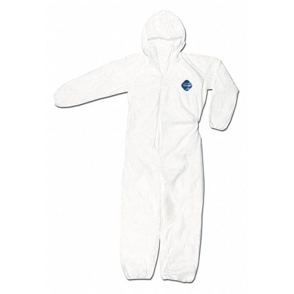 Mcr Safety Disposable Coveralls, Hooded, XL, Tyvek(R), Zipper, Elastic Cuff, Elastic Ankle, 25 PK - TY127SXL
