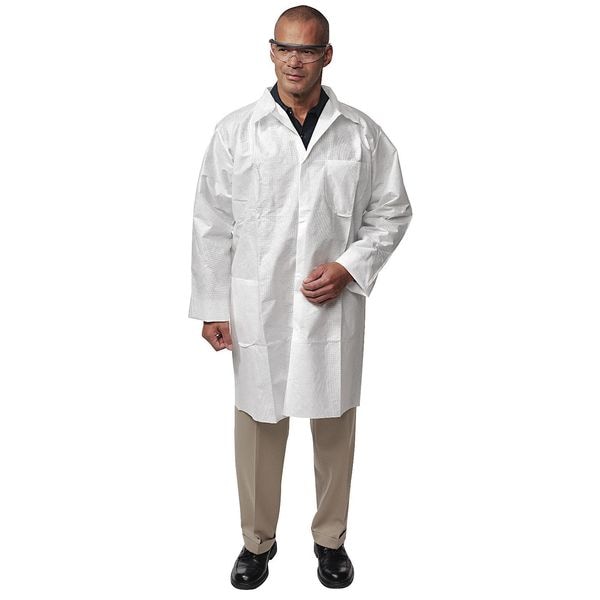 Kleenguard KleenGuard A20 Disposable Lab Coat, SMMMS, Snaps Closure, White, L, 25 PK - 10029