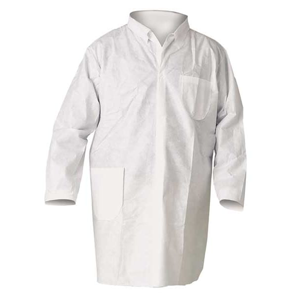 Kleenguard KleenGuard A20 Disposable Lab Coat, SMMMS, Snaps Closure, White, L, 25 PK - 10029