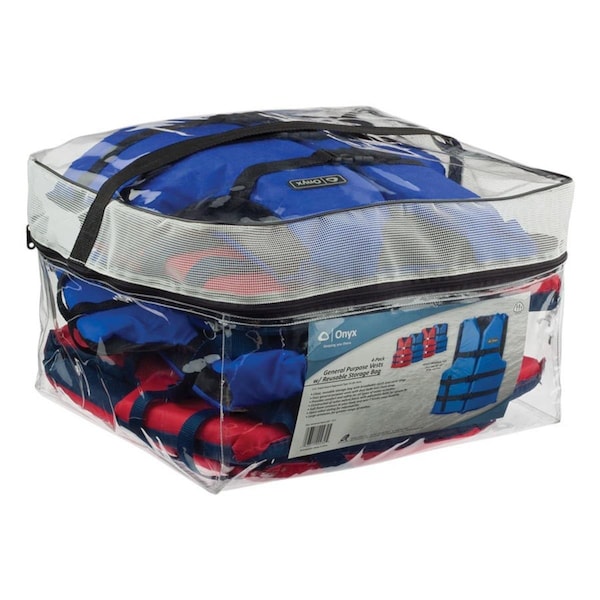 Kemp Usa 4 Adult General Purpose Vests with Carrying Case, 2 per Blue & 2 per Red - KE316097