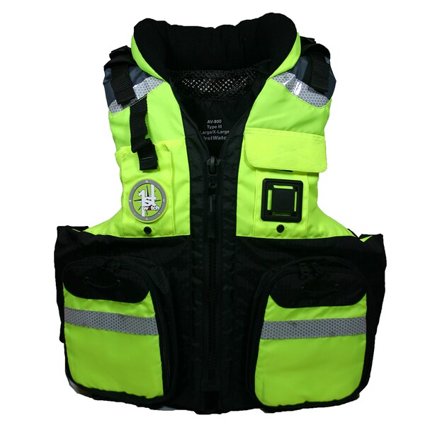 First Watch AV-800 Pro 4-Pocket Vest (USCG Type III) - Hi-Vis Yellow/B - AV-800-HV-2XL-3XL