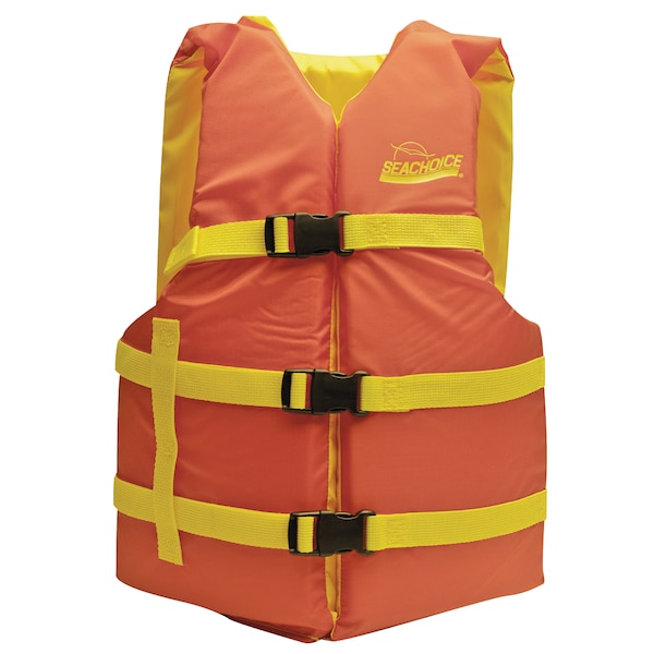 Seachoice Type III Boat Vest - Orange/Yellow, Adult Universal, 90 lbs. & Up - 86230