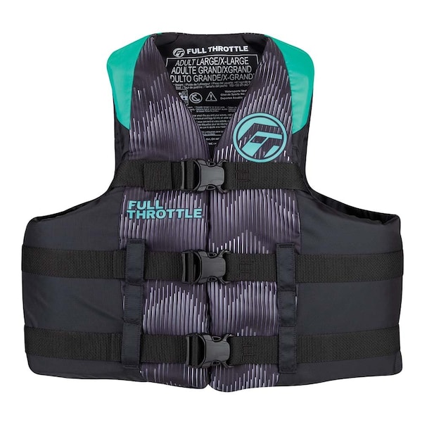 Full Throttle Adult Nylon Life Jacket - S/M - Aqua/Black - 112200-505-030-22