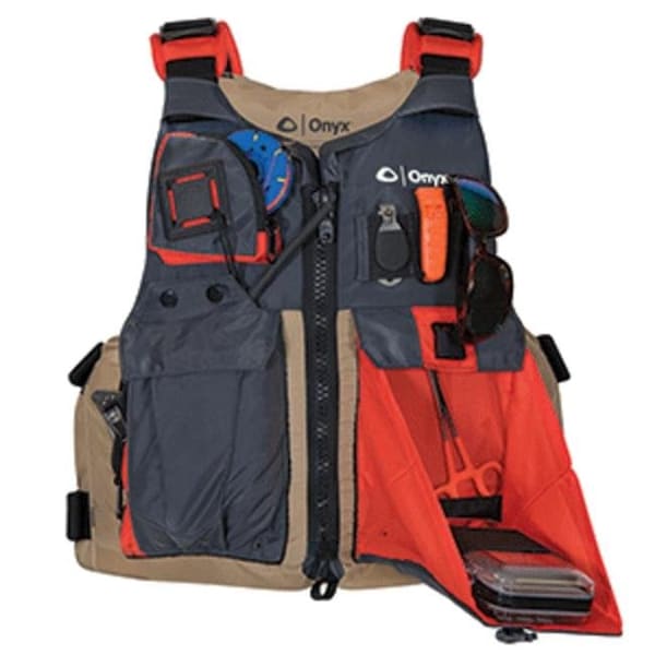 Onyx Outdoor Onyx Outdoor 121700-706-004-17 Kayak Fishing Vest; Adult Universal - TanGrey - 121700-706-004-17