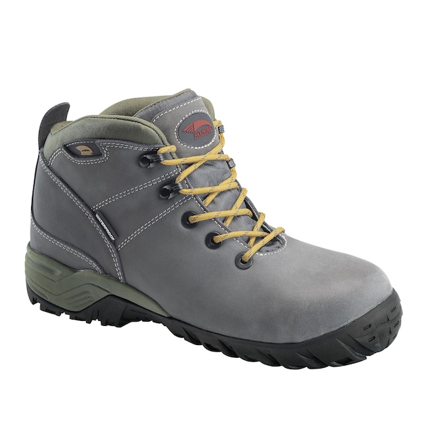 Avenger Safety Footwear Men's Aluminum Toe Mid Work Boot, Grey, Green, 14, Wide, A7201 - A7201-14W