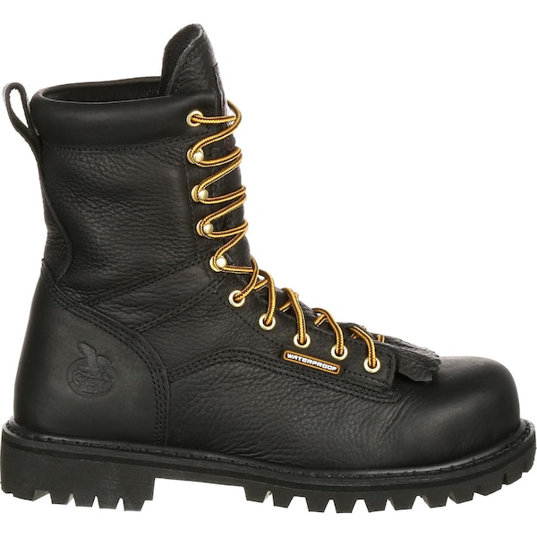 Georgia Boot Men's Waterproof Lace-To-Toe Work Boot, 10.5 W, Full-Grain Leather, 8 in Height, Black - G8010