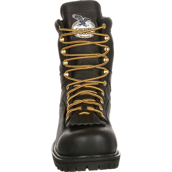 Georgia Boot Men's Waterproof Lace-To-Toe Work Boot, 10.5 W, Full-Grain Leather, 8 in Height, Black - G8010