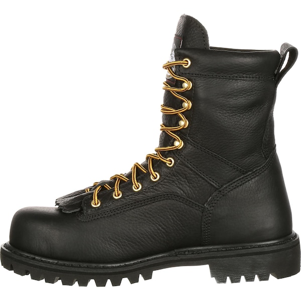 Georgia Boot Men's Waterproof Lace-To-Toe Work Boot, 12 M, Full-Grain Leather, 8 in Height, Black - G8010