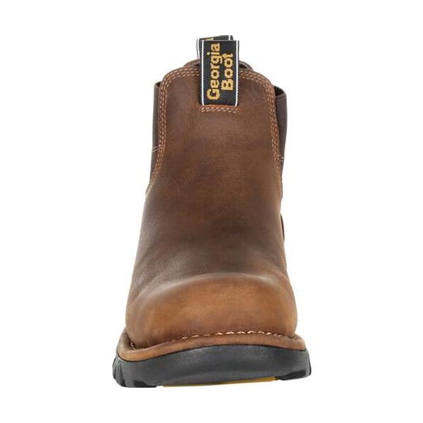 Georgia Boot Men's Waterproof Chelsea Work Boot, 10.5 M, Steel Toe, 4 in H, Brown, GB00337 - GB00337