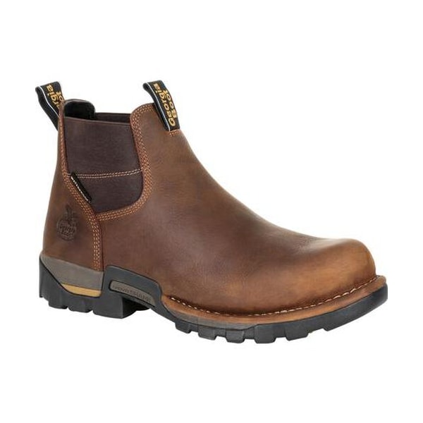 Georgia Boot Men's Waterproof Chelsea Work Boot, 10.5 M, Steel Toe, 4 in H, Brown, GB00337 - GB00337