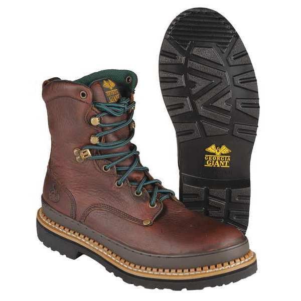 Georgia Boot Men's Work Boot, 8 W, Steel Toe, 8 in H, Soggy Brown, G8374 - G8374