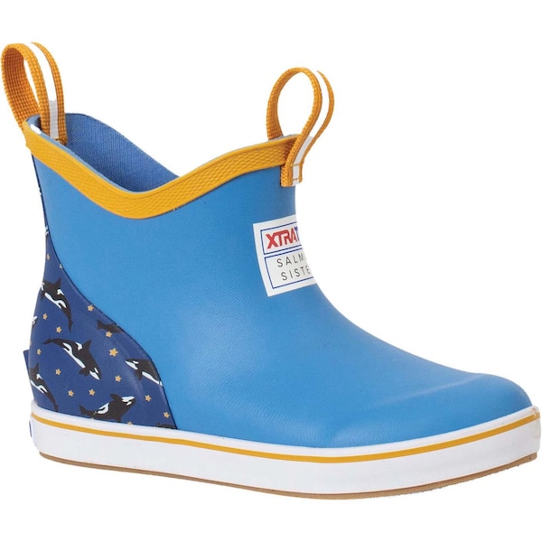 Xtratuf Kids Ankle Deck Boot, 10 M, Leather, 6 in H, Blue - XKAB2SS