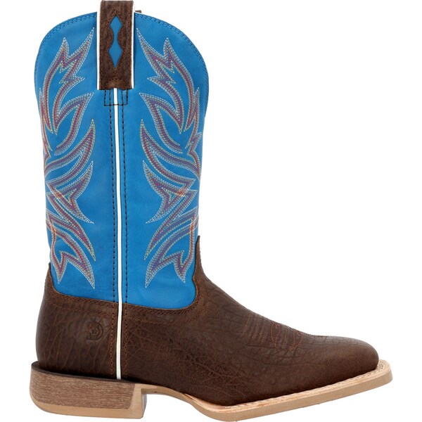 Durango Men's Western Boot, 11.5 M, Leather, 12 in H, Bay Brown/Brilliant Blue - DDB0421