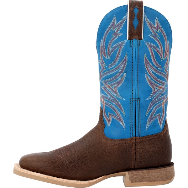 Durango Men's Western Boot, 11.5 M, Leather, 12 in H, Bay Brown/Brilliant Blue - DDB0421