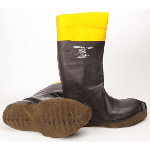 Isa Overshoes, Composite Toe, Rubber, 12 in Height, Slip On Closure, Slip Resistant Sole, Black, 2XL - SZBF402X