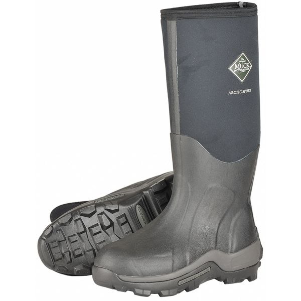 Muck Boot Co Men's Arctic Sport Rubber Boot, Plain Toe, 16" Height, Black, 10 - ASP-000A/10