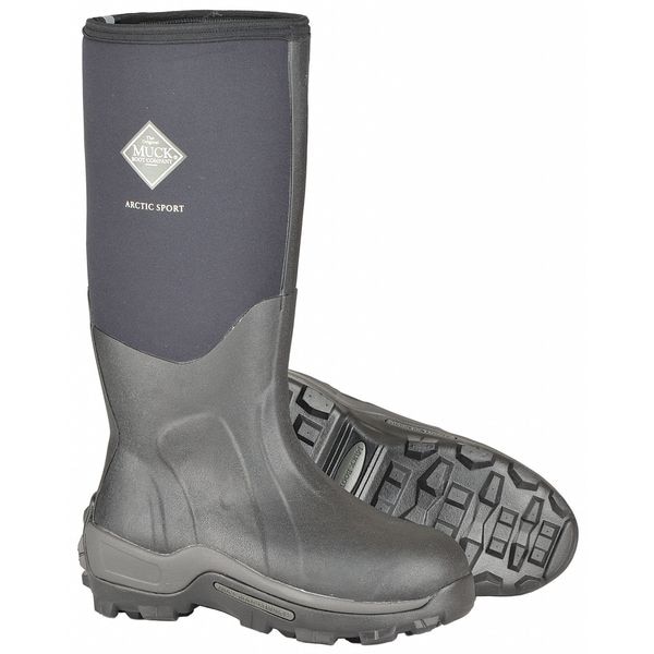 Muck Boot Co Men's Arctic Sport Rubber Boot, Plain Toe, 16" Height, Black, 10 - ASP-000A/10