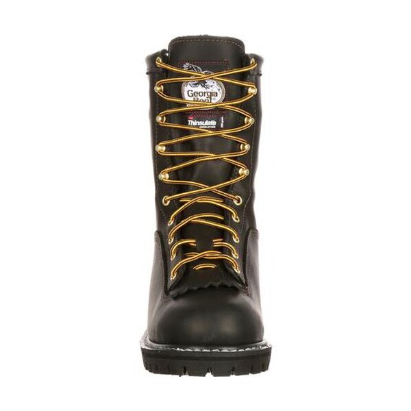 Georgia Boot Men's Waterproof Insulated Lace-to-Toe Work Boot, 10 W, Full-Grain Leather, 8 in Height, Black - G8040