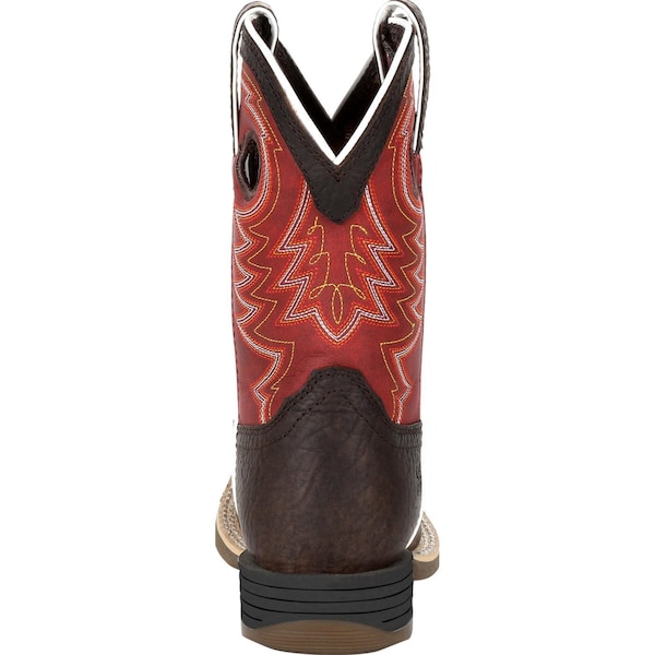 Durango Kids Western Boot, 7 M, Leather, 8 in H, Dark Chestnut/Crimson - DBT0220Y