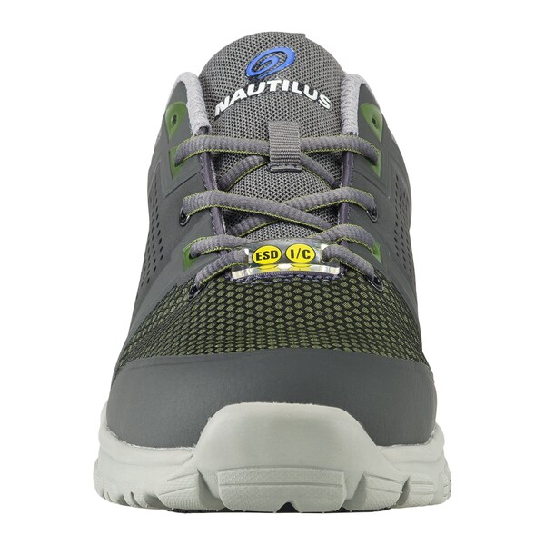 Nautilus Safety Footwear Men's Aluminum Toe Athletic Shoe, Grey, Green, 9.5, Wide, N1311 - N1311-9.5W
