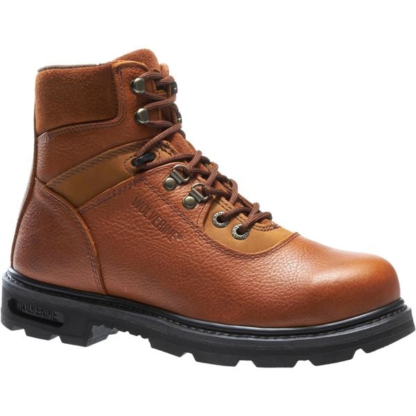 Wolverine Men's 6-Inch Work Boot, 7 1/2 M, Steel Toe, 6 in H, Brown, 4013 - W04013