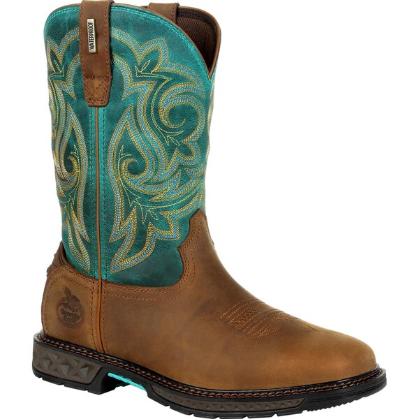 Georgia Boot Women's Waterproof Western Work Boot, 6 M, Steel Toe, 10 in H, Brown, GB00386 - GB00386