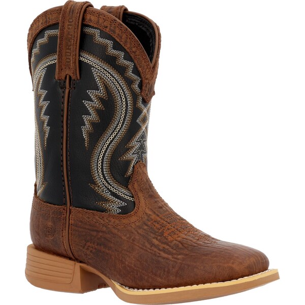 Durango Kids Western Boot, 7 M, Leather, 8 in H, Acorn/Black Onyx - DBT0237Y