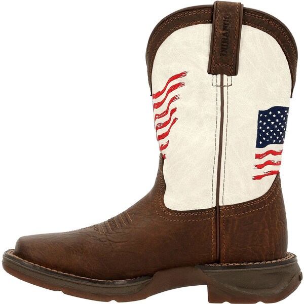 Durango Kids Western Boot, 5.5 M, Leather, 8 in H, Bay Brown/White - DBT0234Y