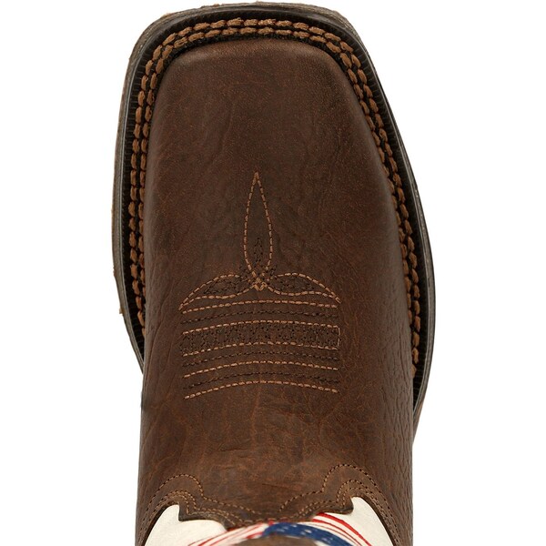 Durango Kids Western Boot, 5.5 M, Leather, 8 in H, Bay Brown/White - DBT0234Y