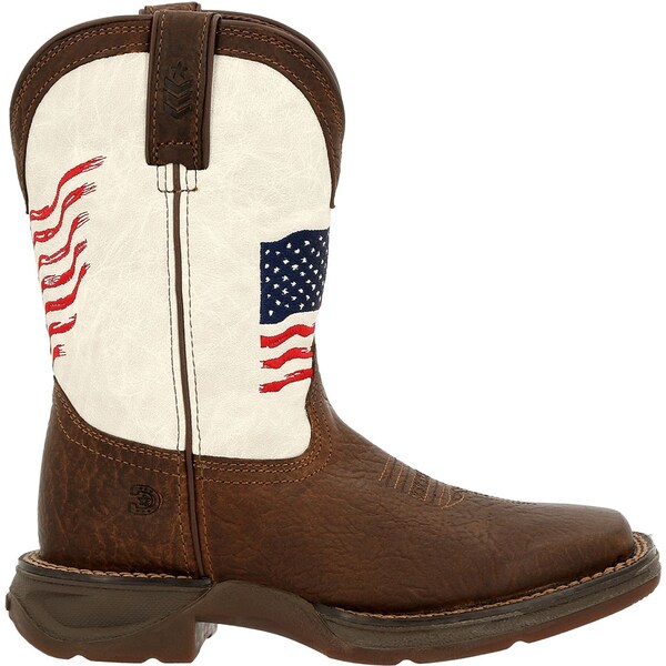 Durango Kids Western Boot, 5.5 M, Leather, 8 in H, Bay Brown/White - DBT0234Y