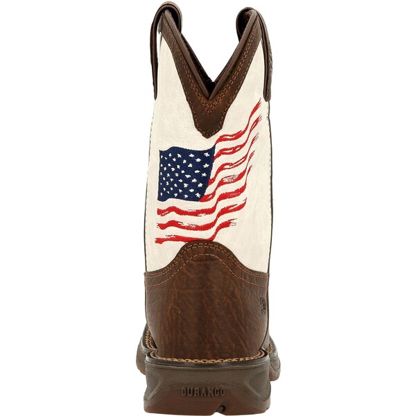 Durango Kids Western Boot, 5.5 M, Leather, 8 in H, Bay Brown/White - DBT0234Y