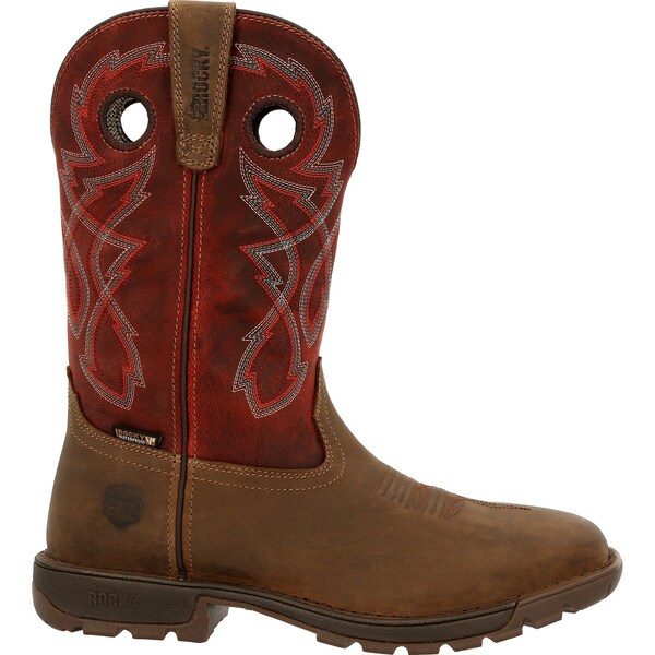 Rocky Men's Waterproof Western Boot, 9 W, Steel Toe, 11 in H, Tan Red, RKW0341 - RKW0341