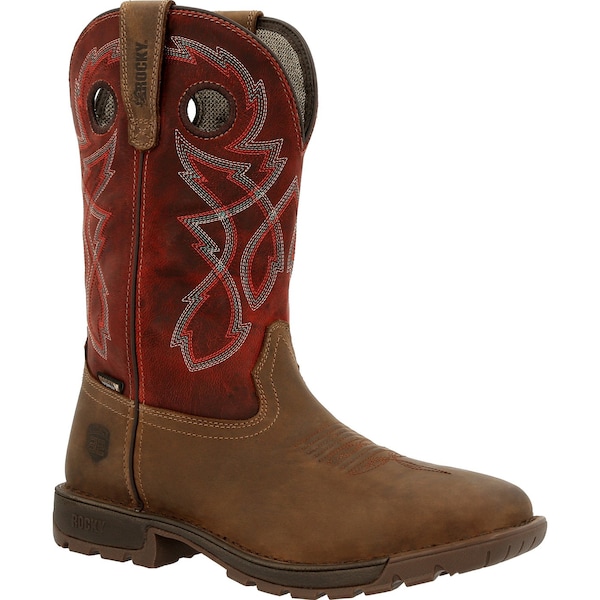 Rocky Men's Waterproof Western Boot, 9 W, Steel Toe, 11 in H, Tan Red, RKW0341 - RKW0341