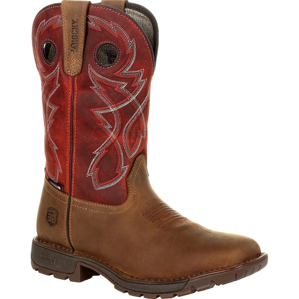 Rocky Waterproof Western Boot, 12 W, Leather, 11 in H, Tan Red - RKW0316