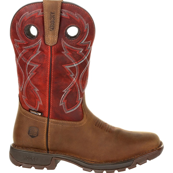 Rocky Waterproof Western Boot, 12 W, Leather, 11 in H, Tan Red - RKW0316