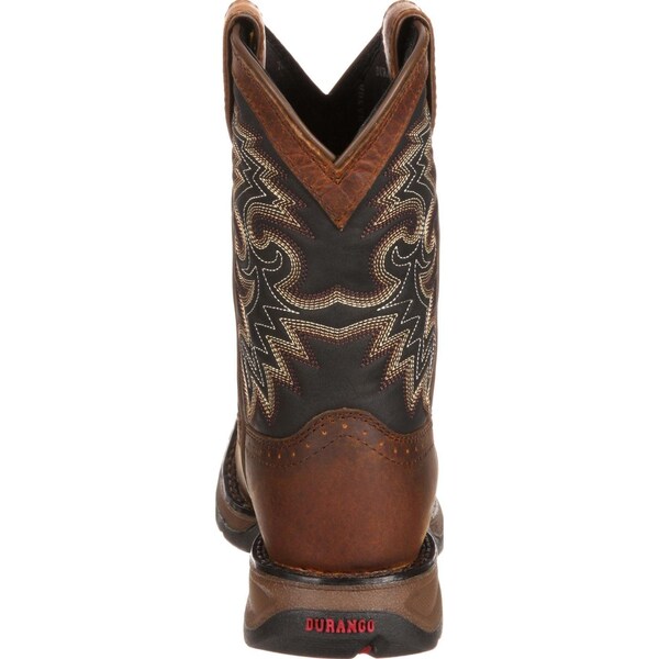 Durango Kids Western Boot, 4.5 M, Leather, 8 in H, Tan Black - DWBT050
