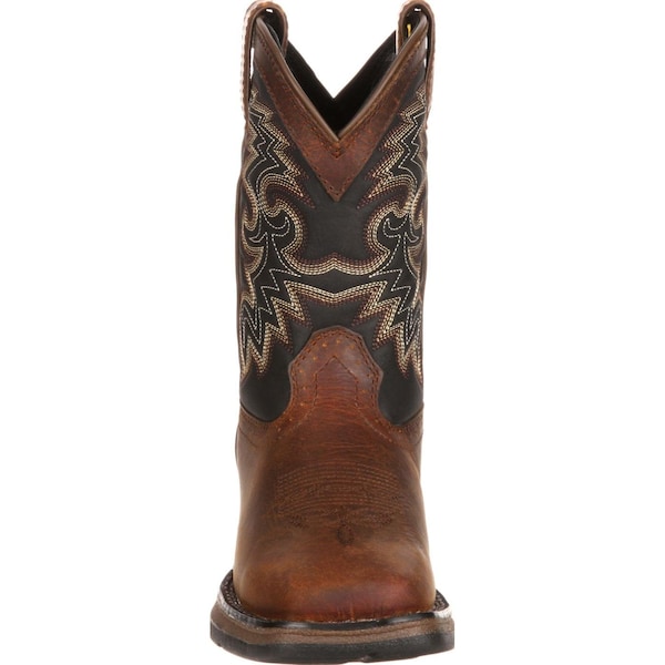 Durango Kids Western Boot, 4.5 M, Leather, 8 in H, Tan Black - DWBT050