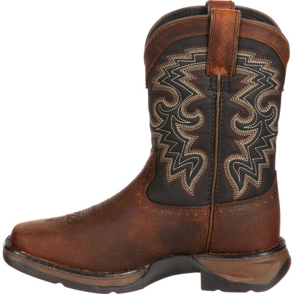 Durango Kids Western Boot, 4.5 M, Leather, 8 in H, Tan Black - DWBT050