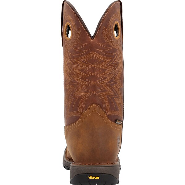 Rocky Waterproof Western Boot, 12 M, Leather, 11 in H, Brown - RKW0380