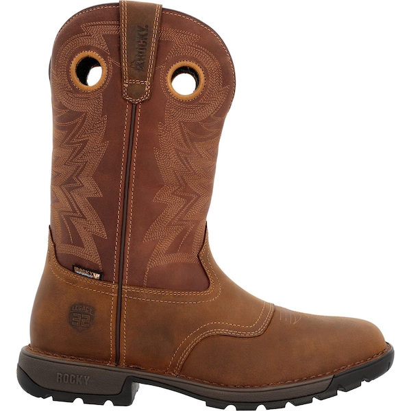 Rocky Waterproof Western Boot, 12 M, Leather, 11 in H, Brown - RKW0380