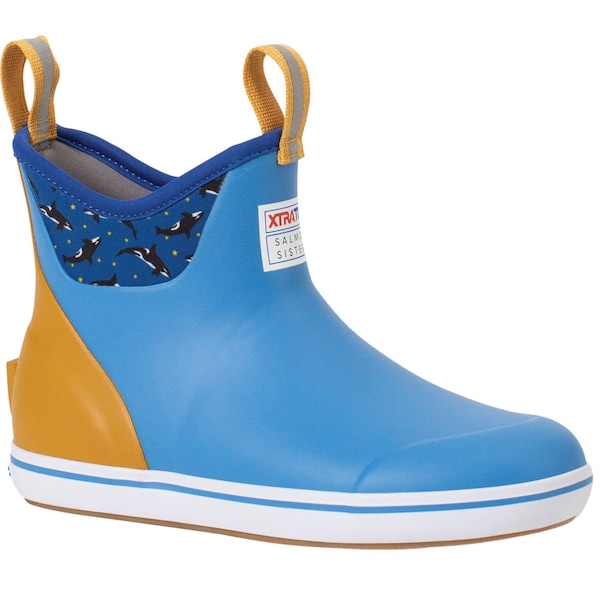 Xtratuf Women's Ankle Deck Boot, 5 M, Leather, 6 in H, Blue - XWAB2SS