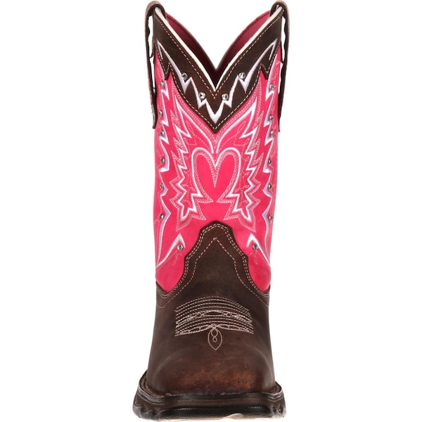 Durango Women's Western Boot, 7 M, Leather, 10 in H, Dark Brown/Pink - RD3557