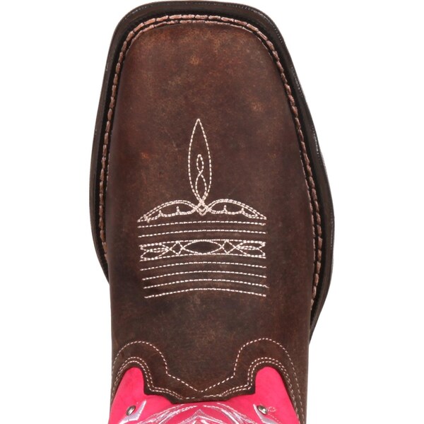 Durango Women's Western Boot, 7 M, Leather, 10 in H, Dark Brown/Pink - RD3557