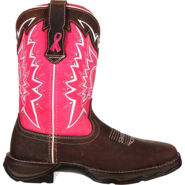 Durango Women's Western Boot, 7 M, Leather, 10 in H, Dark Brown/Pink - RD3557